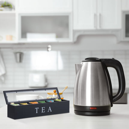 Bamboo Tea Bag Organizer with 6 Compartments