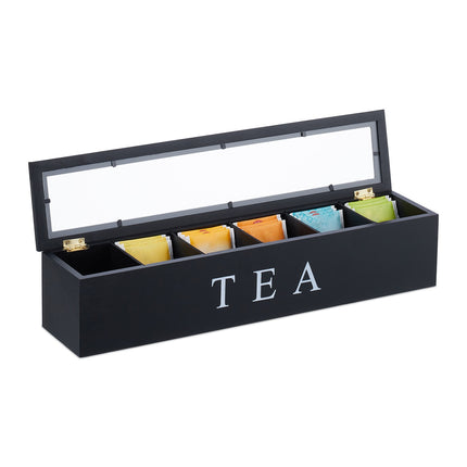 Bamboo Tea Bag Organizer with 6 Compartments
