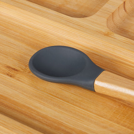 Bamboo Toddler Plate with Spoon – Non-Slip, 3 Compartments