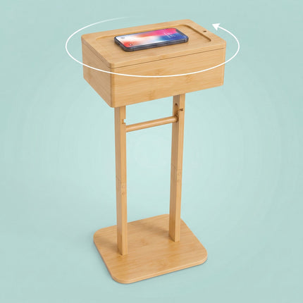 Bamboo Toilet Roll Holder with Storage Shelf and Smartphone Stand