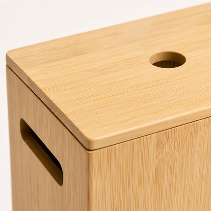 Bamboo Toilet Roll Storage Box with Lid for 8 Rolls, Natural, 50 cm