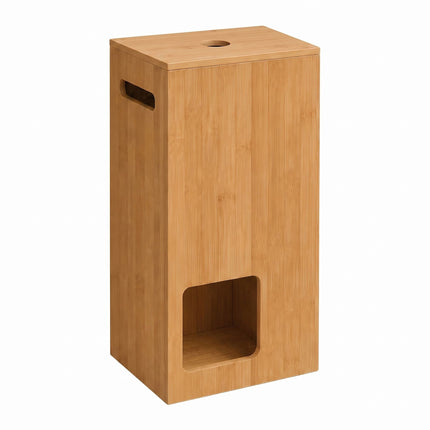 Bamboo Toilet Roll Storage Box with Lid for 8 Rolls, Natural, 50 cm