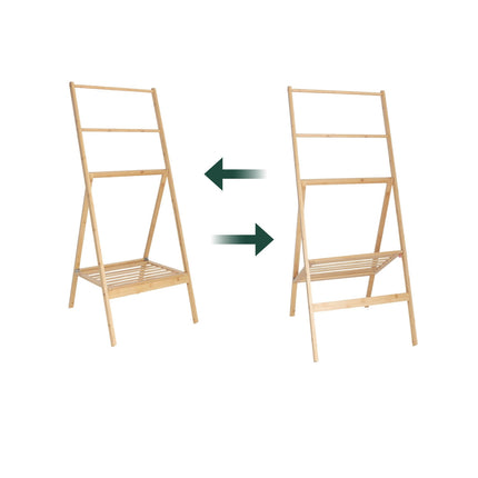 Bamboo Towel Rack with Shelf – Freestanding, Foldable