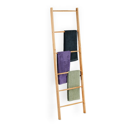 Bamboo Towel Stand with 6 Bars and 2 Shelves