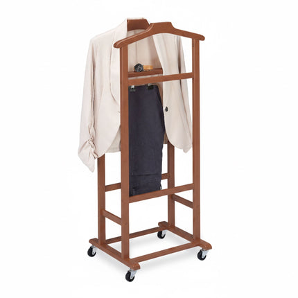 Bamboo Valet Stand with Hangers and Castors