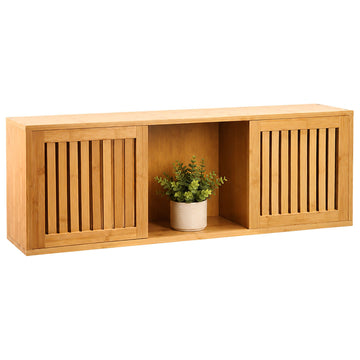Bamboo Wall Cabinet with Sliding Doors – Natural Finish