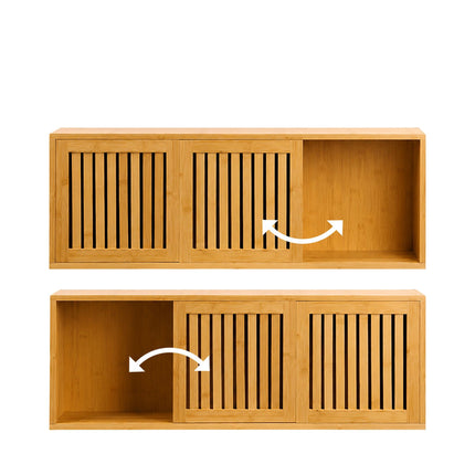 Bamboo Wall Cabinet with Sliding Doors – Natural Finish