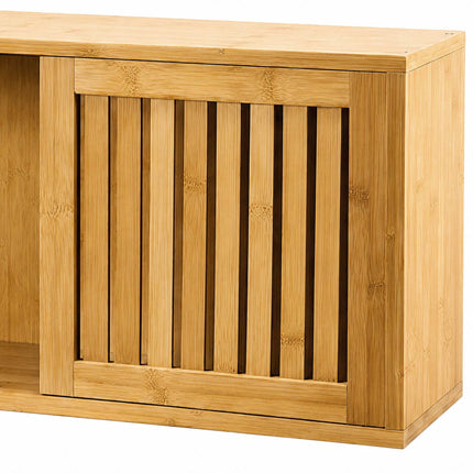 Bamboo Wall Cabinet with Sliding Doors – Natural Finish