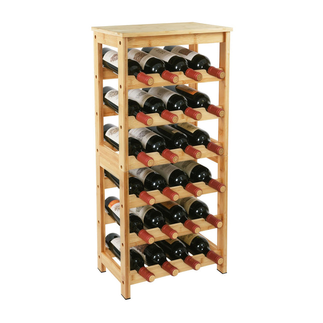 Bamboo Wine Rack, Holds 24 Bottles