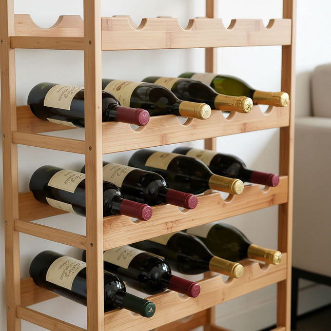 Bamboo Wine Rack for Kitchen & Home Bar Storage