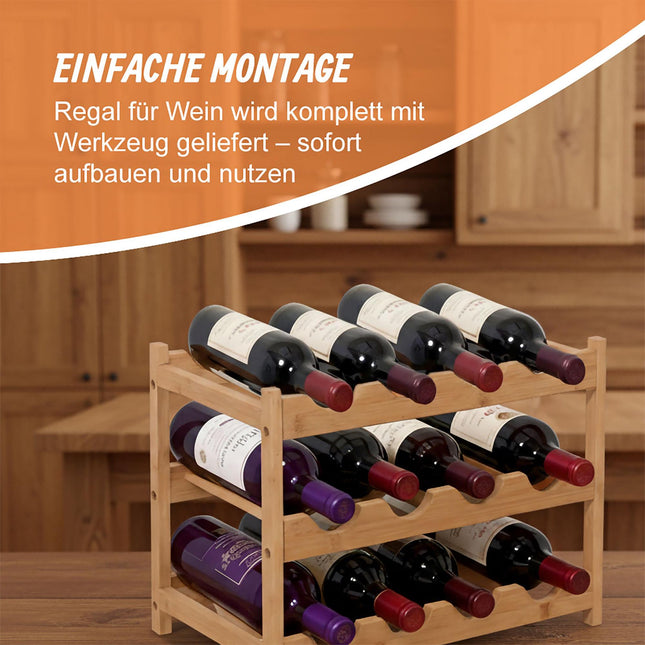 Bamboo Wine Rack for Kitchen or Home Bar