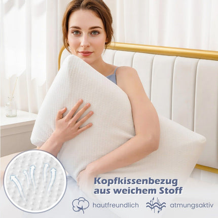 Bamboo activated carbon pillow set of 2 40 x 60 cm sleeping pillow for pain-relieving sleep white