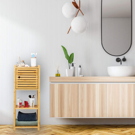 Bamboo bathroom shelf with 2 shelves