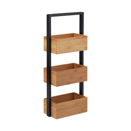 Bamboo bathroom shelf with 3 compartments