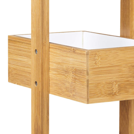 Bamboo bathroom shelf with 4 compartments