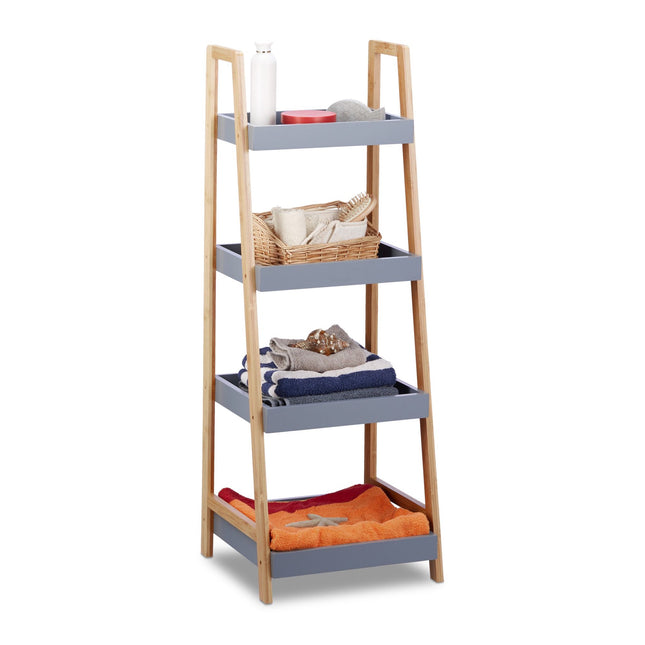 Bamboo bathroom shelf with 4 shelves