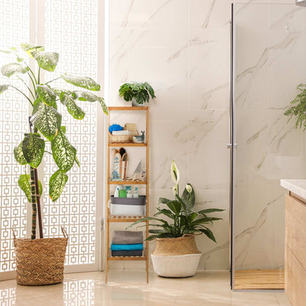 Bamboo bathroom shelf with 5 shelves