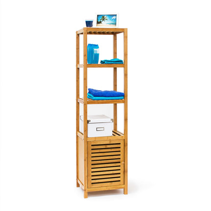 Bamboo bathroom shelf with door