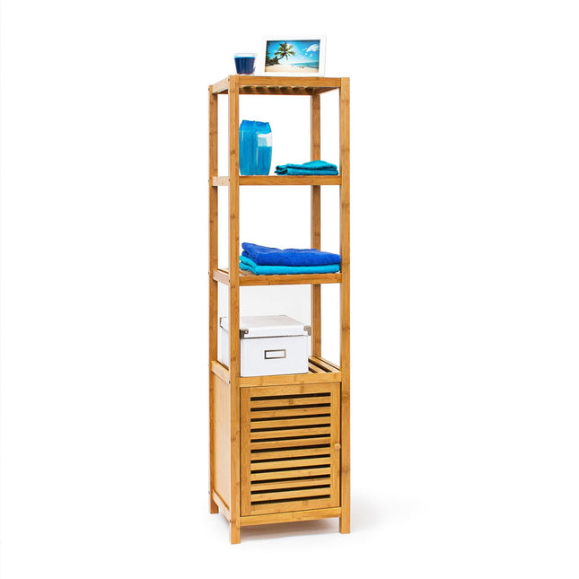 Bamboo bathroom shelf with door
