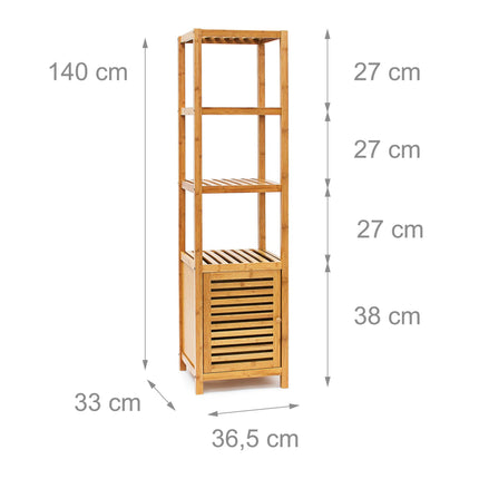 Bamboo bathroom shelf with door