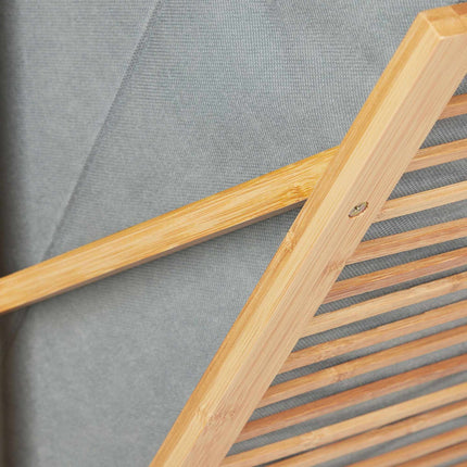 Bamboo bathroom shelf with laundry basket