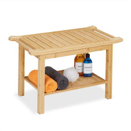 Bamboo bathroom stool with handle
