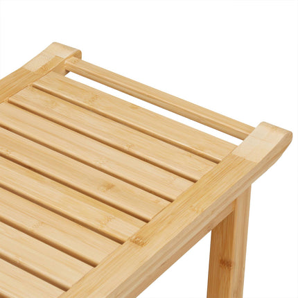 Bamboo bathroom stool with handle