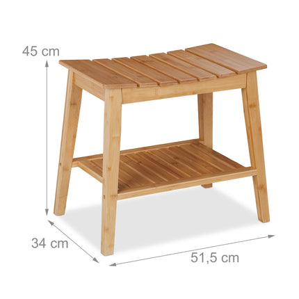 Bamboo bathroom stool with shelf