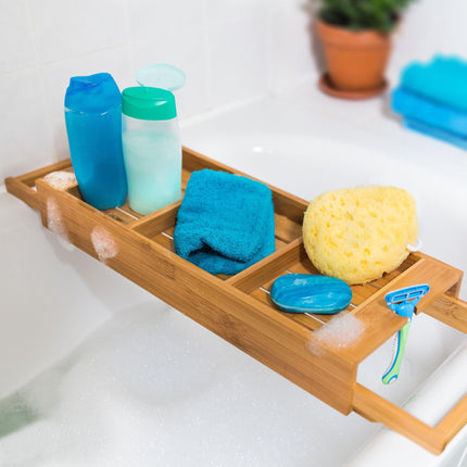 Bamboo bathtub shelf