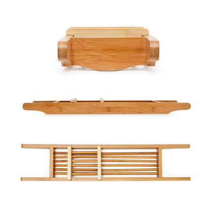 Bamboo bathtub shelf with soap dish