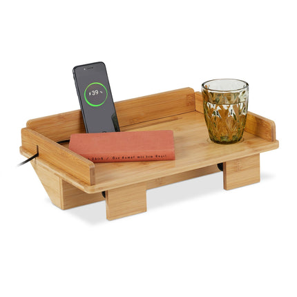 Bamboo bed tray with tablet holder