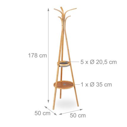 Bamboo clothes hanger with shelves