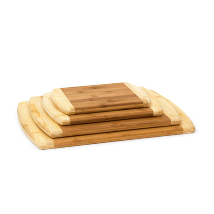 Bamboo cutting boards, set of 4 with holder