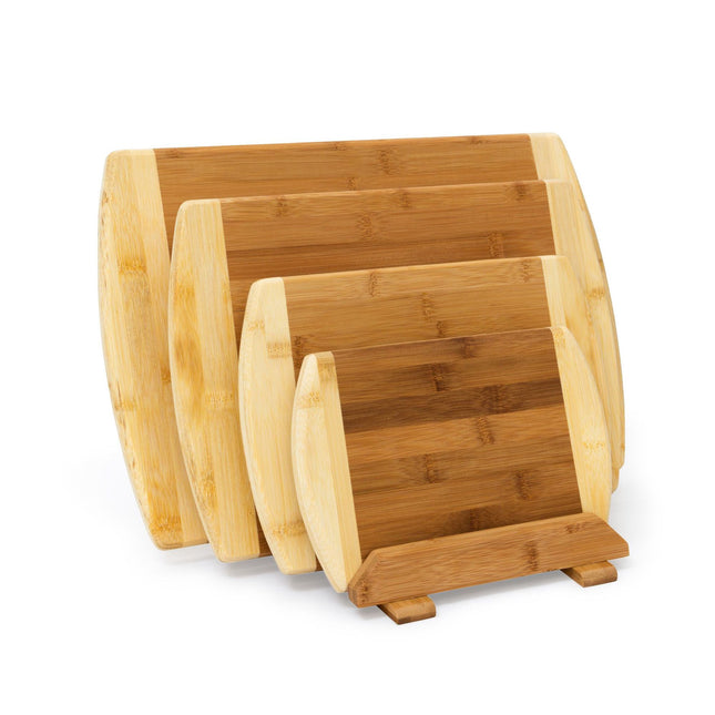 Bamboe snijplanken, set van 4 met houder