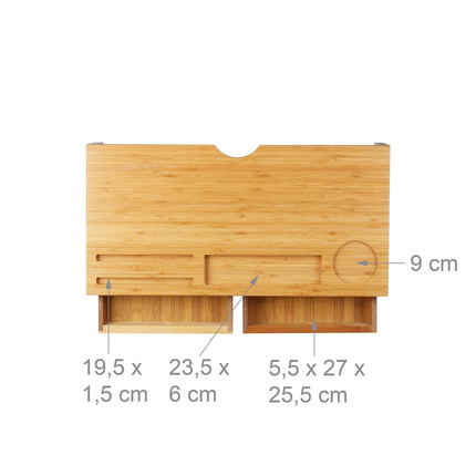 Bamboo display stand with 2 drawers