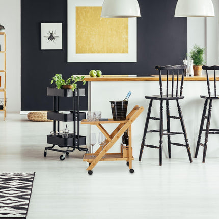Bamboo kitchen trolley with 2 shelves