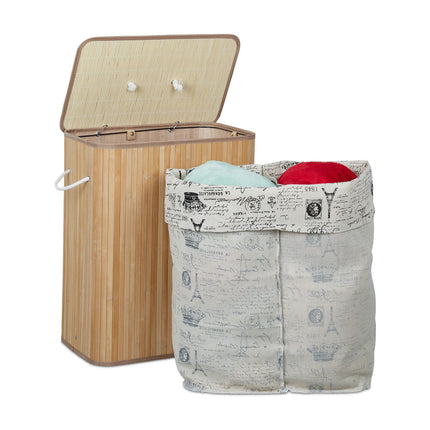 Bamboo laundry basket 2 compartments