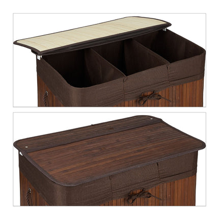 Bamboo laundry basket 3 compartments