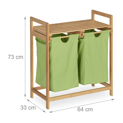 Bamboo laundry basket shelf