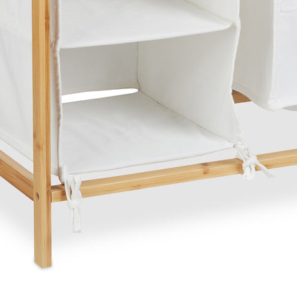 Bamboo laundry basket shelf