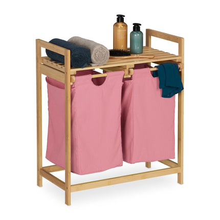 Bamboo laundry basket shelf