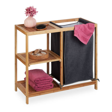 Bamboo laundry basket shelf