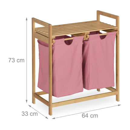 Bamboo laundry basket shelf
