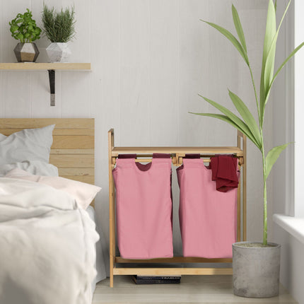 Bamboo laundry basket shelf