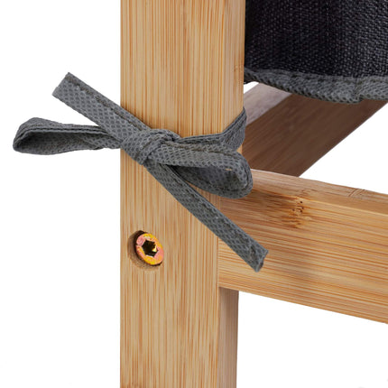 Bamboo laundry basket shelf