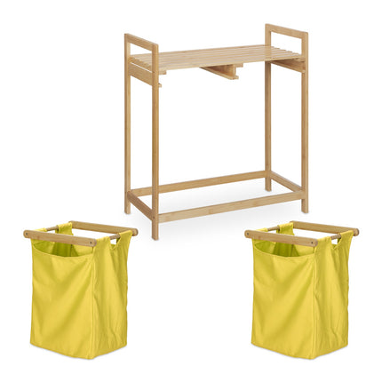 Bamboo laundry basket shelf