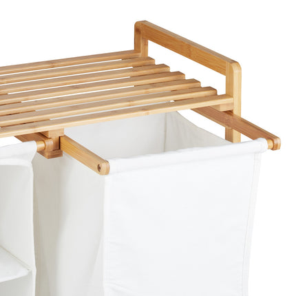 Bamboo laundry basket shelf