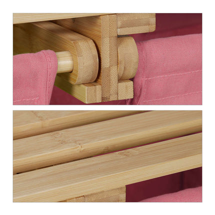 Bamboo laundry basket shelf