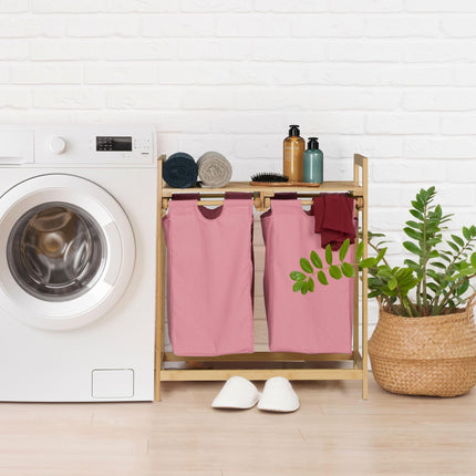 Bamboo laundry basket shelf