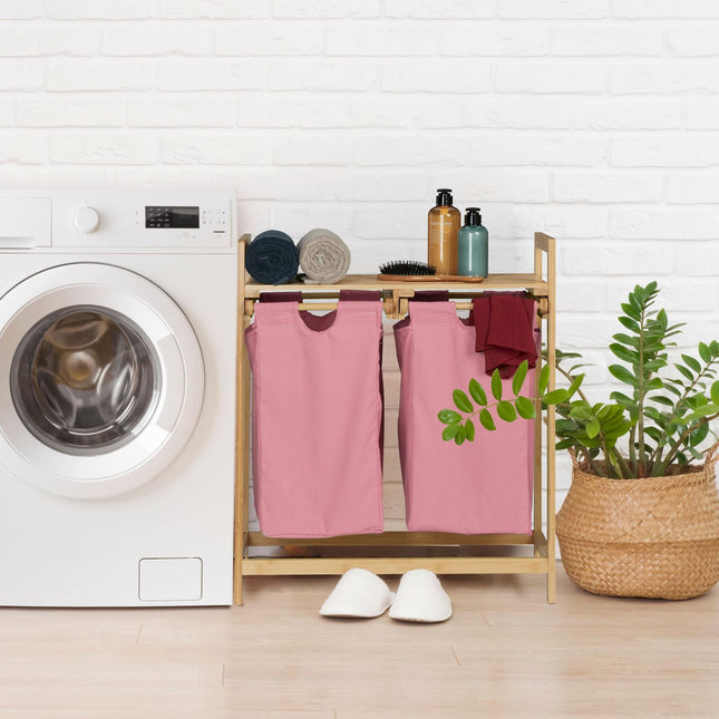 Bamboo laundry basket shelf